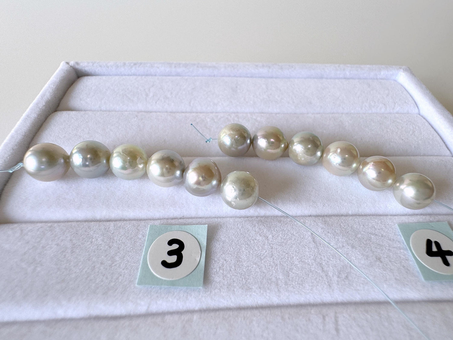 Japanese Blue/Silver color (cobalt treated) Akoya Pearl Beads, 6.5-7mm, Mini Strand, Short Strand of 6 Pieces, Cultured in Sea Water