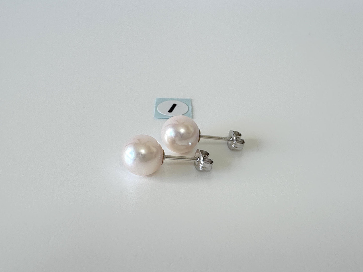 Japanese White Akoya Pearl Stud Earrings, 8mm, Silver 925 Post/Ear Nuts, Genuine Akoya Pearl, Salt water cultured pearl