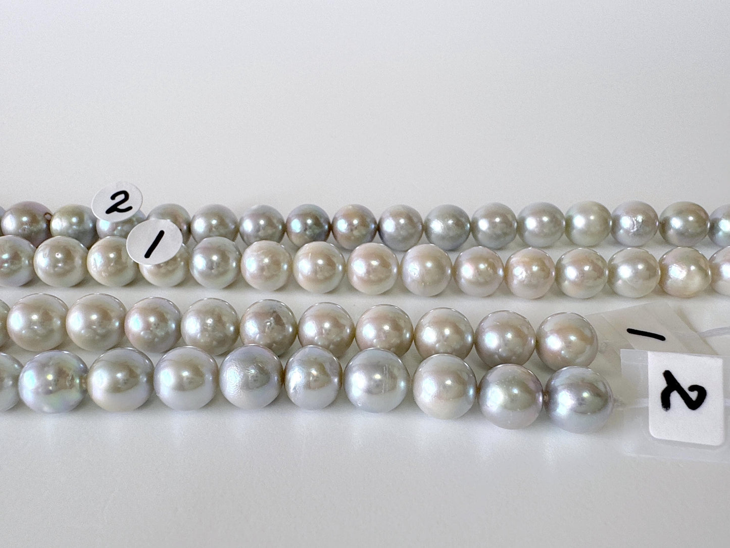 7.5-8mm Japanese Akoya Pearl Beads, Blue/Silver color pearl (Cobalt treated), Genuine Salt water Akoya Pearl, Full Strand, 40cm , 15.7"