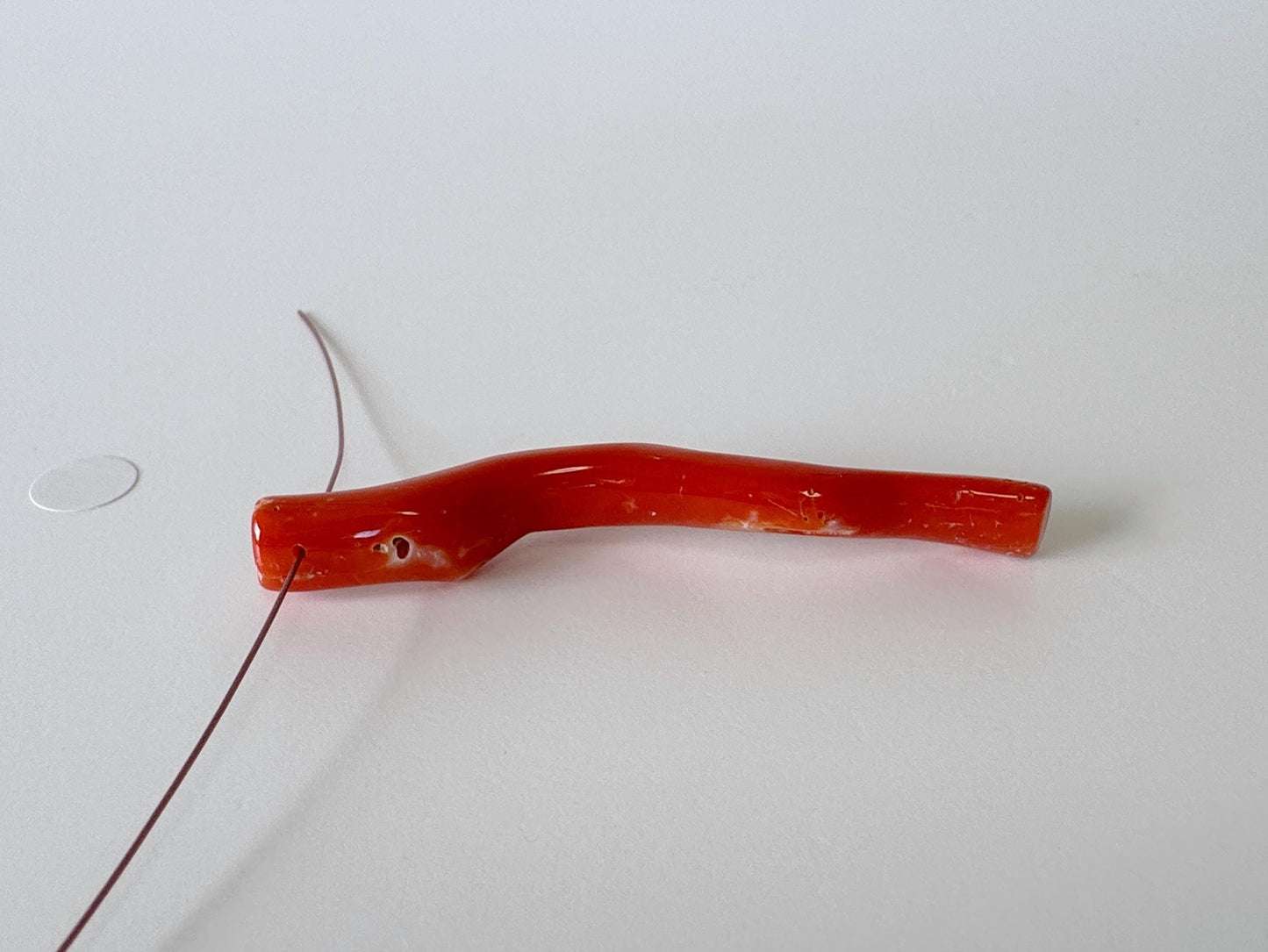 Japanese red(Aka) coral branch, 55mm, side full hole, natural red color coral for jewelry making