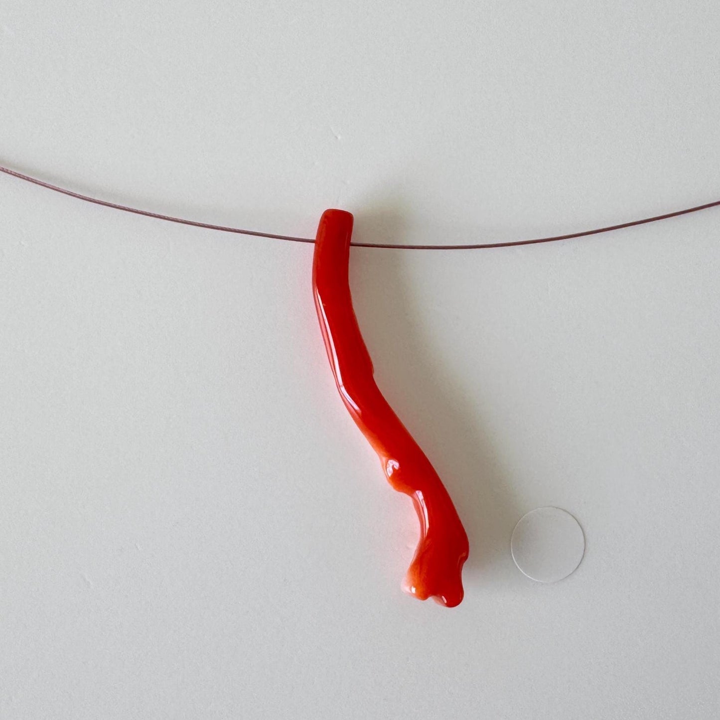 Japanese red(Aka) coral branch, 43mm, side full hole, natural red color coral for jewelry making