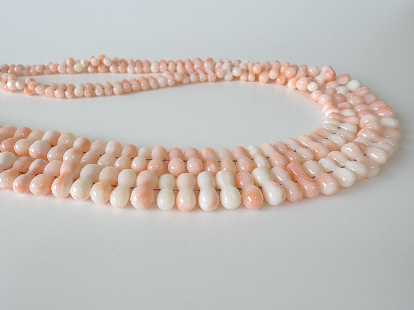 Natural deep sea coral peanut shape strand, 62.5cm, 24.5in, Natural color Pink/Orange/White coral peanut shape strand, For jewelry making