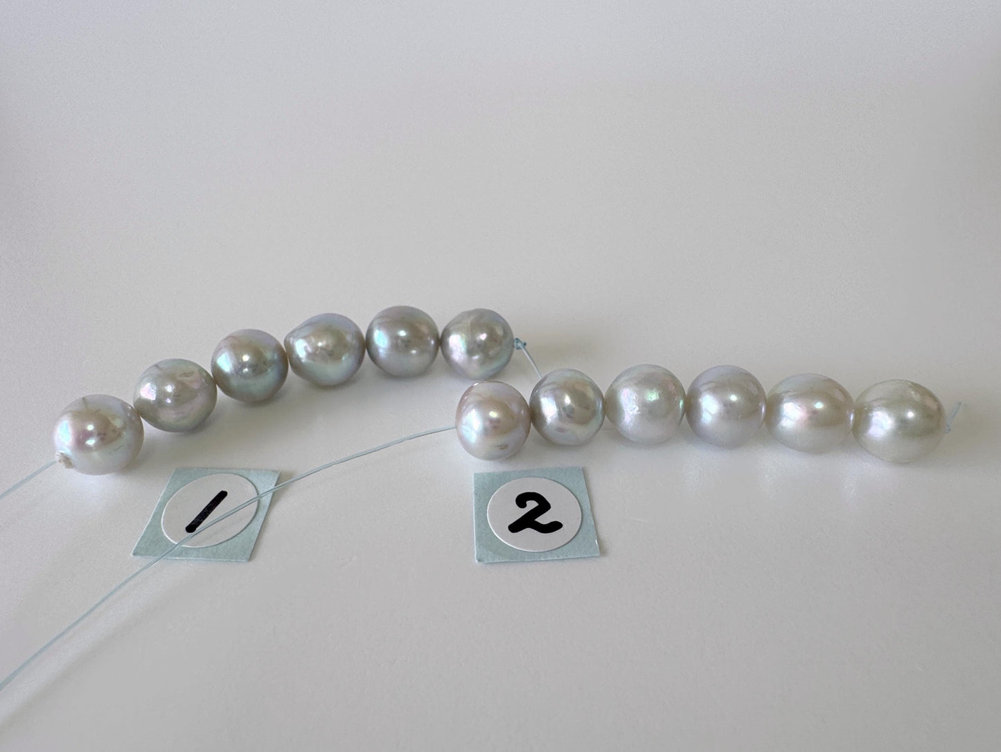 Japanese Blue/Silver color (cobalt treated) Akoya Pearl Beads, 7-7.5mm, Mini Strand, Short Strand of 6 Pieces, Cultured in Sea Water