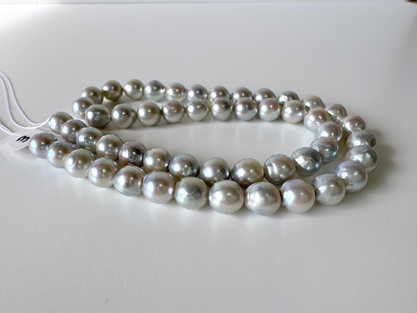7.5-8mm Japanese Akoya Pearl Beads, Natural Blue/Silver color pearl, Genuine Akoya Pearl, Full Strand 40cm , 15.7", Salt water pearl