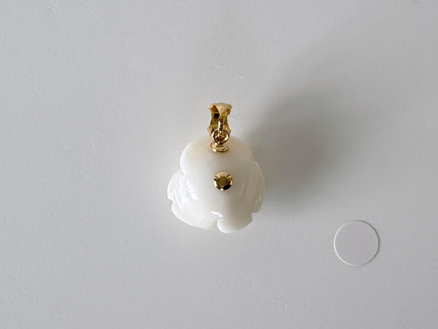 Natural White Coral Rose Pendant, 16.8x16.6mm Rose, Natural White Color Coral, Silver (gold plated) Bail, Genuine Precious Coral Pendant