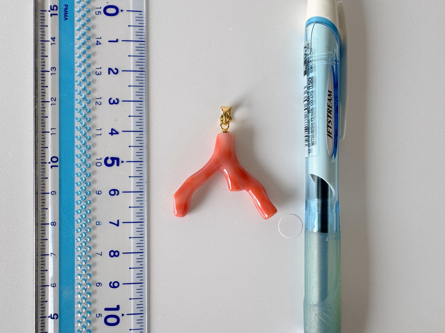 Natural Deep Sea Coral Branch Pendant, 29mm, Natural Orange/Pink color coral branch pendant, Silver (Gold-Plated) bail