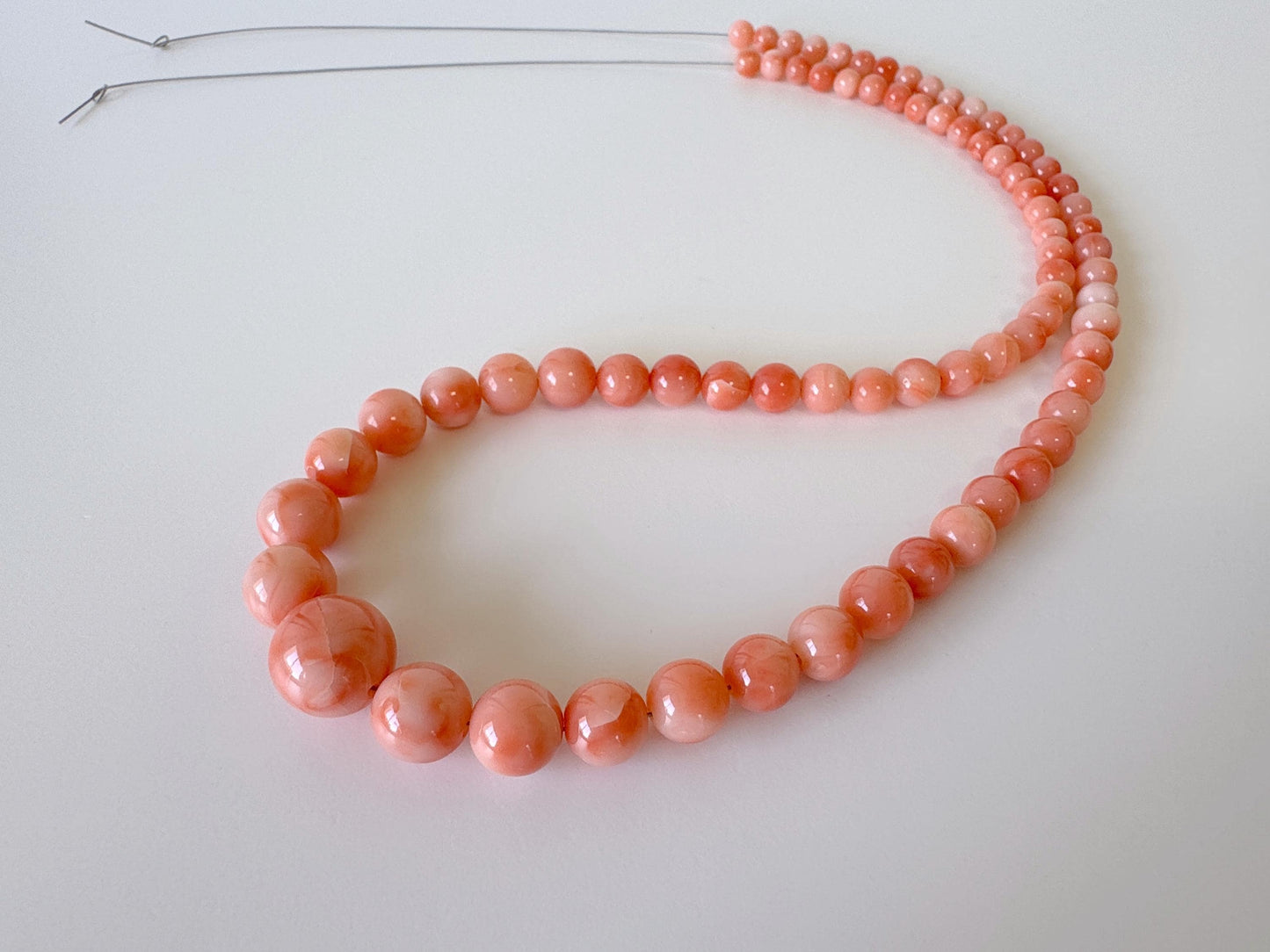 Natural Deep Sea Coral 4.5-11.4mm Round Beads Strand, Genuine Natural Pink / Orange Color, 41cm, 16in, For Jewelry Making