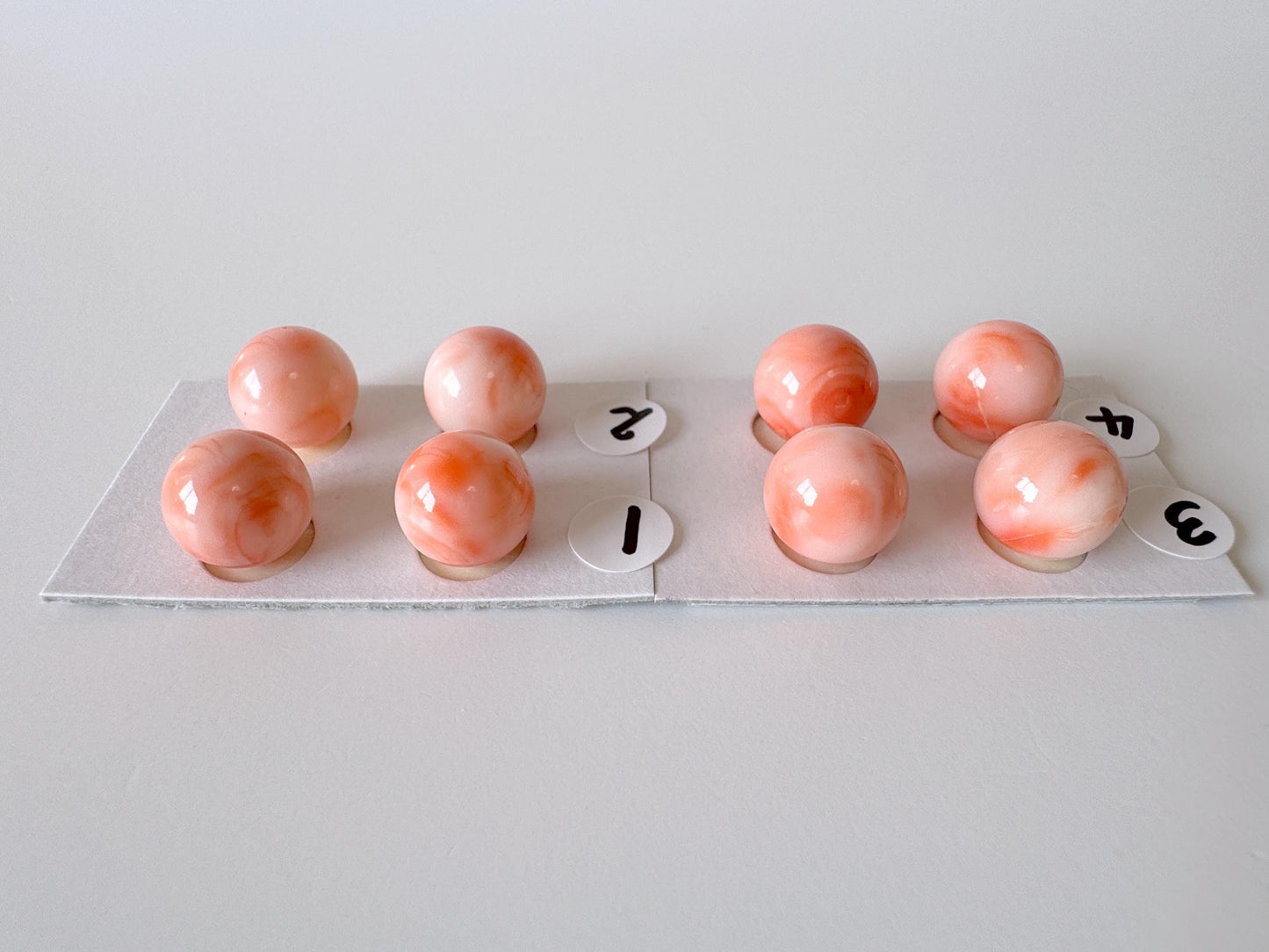10-10.5mm Half Drilled Natural Deep Sea Coral Round Loose, Pink/Orange coral, for earring sets, natural color, price per pair