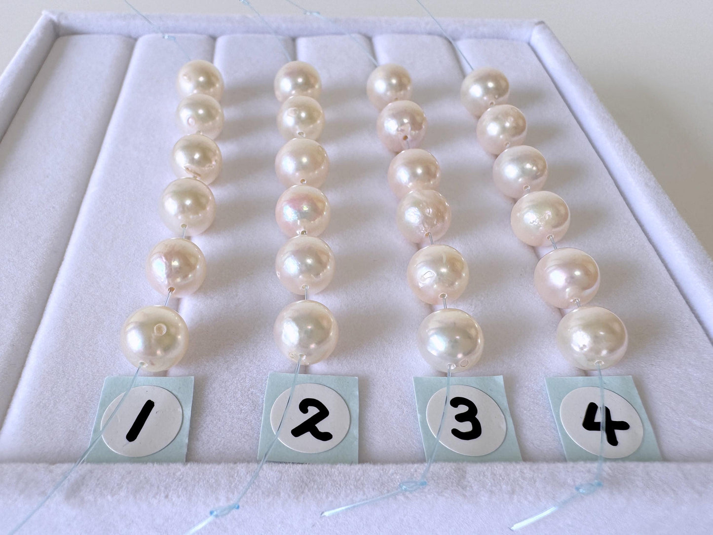 Japanese White/Pink Akoya Pearl Beads, 7-7.5mm, Mini Strand, Short Strand, 6 Pieces, Genuine Akoya Pearl, Cultured in Sea Water