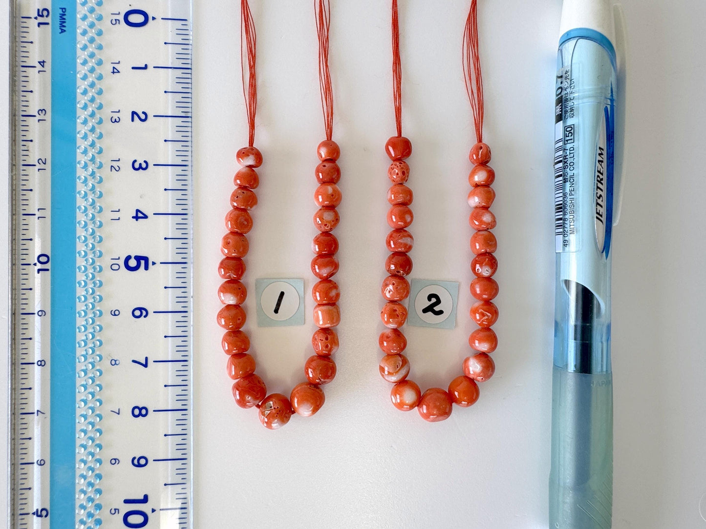 Natural Momo Coral Short Strand Beads, Orange/White Color Coral Beads, 11cm, Genuine Natural Color Japanese Coral Beading Parts