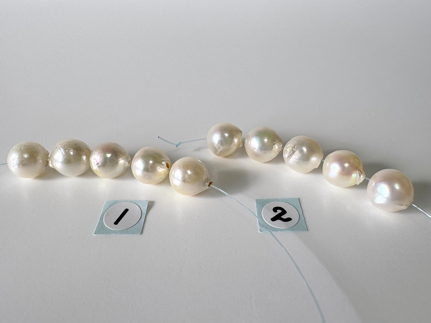 Japanese Cream White Akoya Pearl Beads, 9-9.5mm (Imperfect), Mini Strand, Short Strand, 5 Pieces, Genuine Akoya Pearl, Cultured in Sea Water