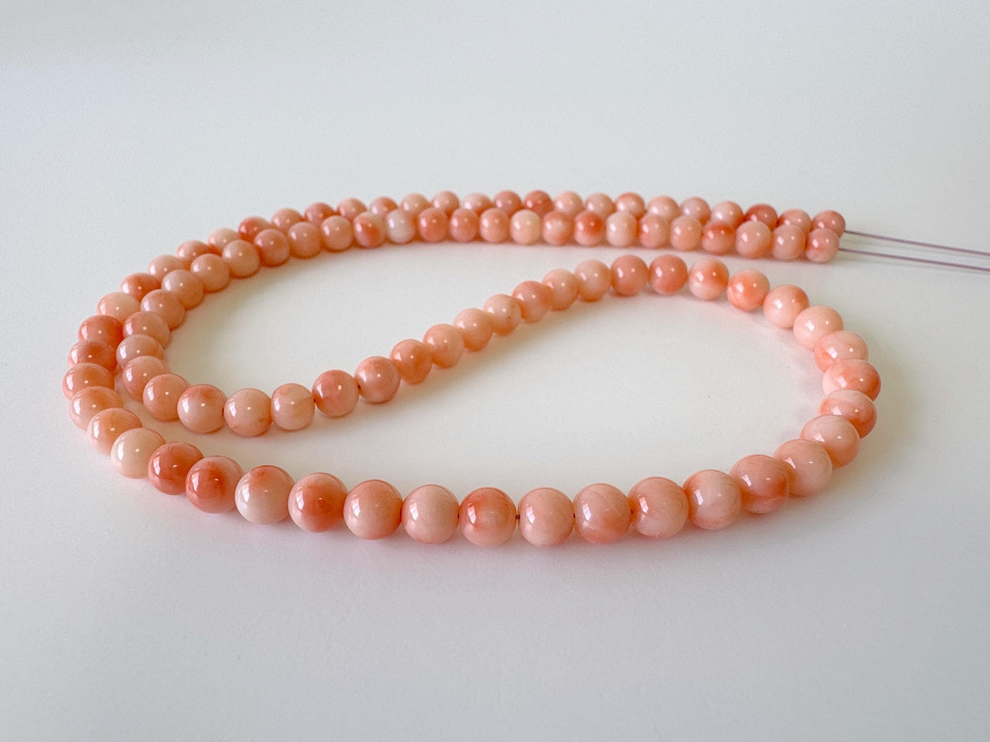 Natural Deep Sea Coral 4.8-5.5mm Round Beads Strand, Genuine Natural Pink / Orange Color, 43.5cm, 17in, For Jewelry Making