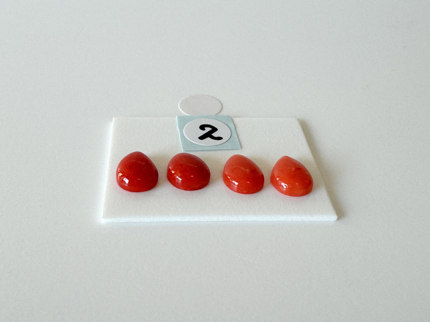 Value-priced, Natural red Mediterranean coral loose Pear shape cabochon for a set of 4pcs, For jewelry making, Natural color