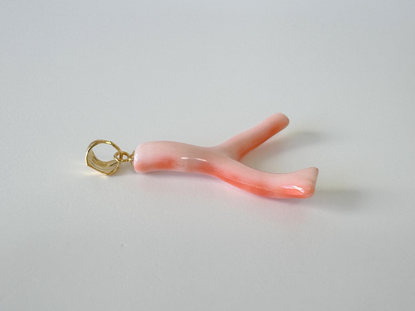 Natural Deep Sea Coral Branch Pendant, 30mm, Natural Pink/Orange color coral branch pendant, Silver (Gold-Plated) bail