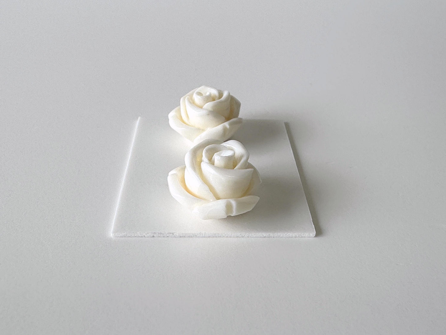 Natural White Coral Rose Loose Pair, 16-17mm , White Color Rose, Natural Color Coral Rose, Price per Pair, Genuine Precious Coral