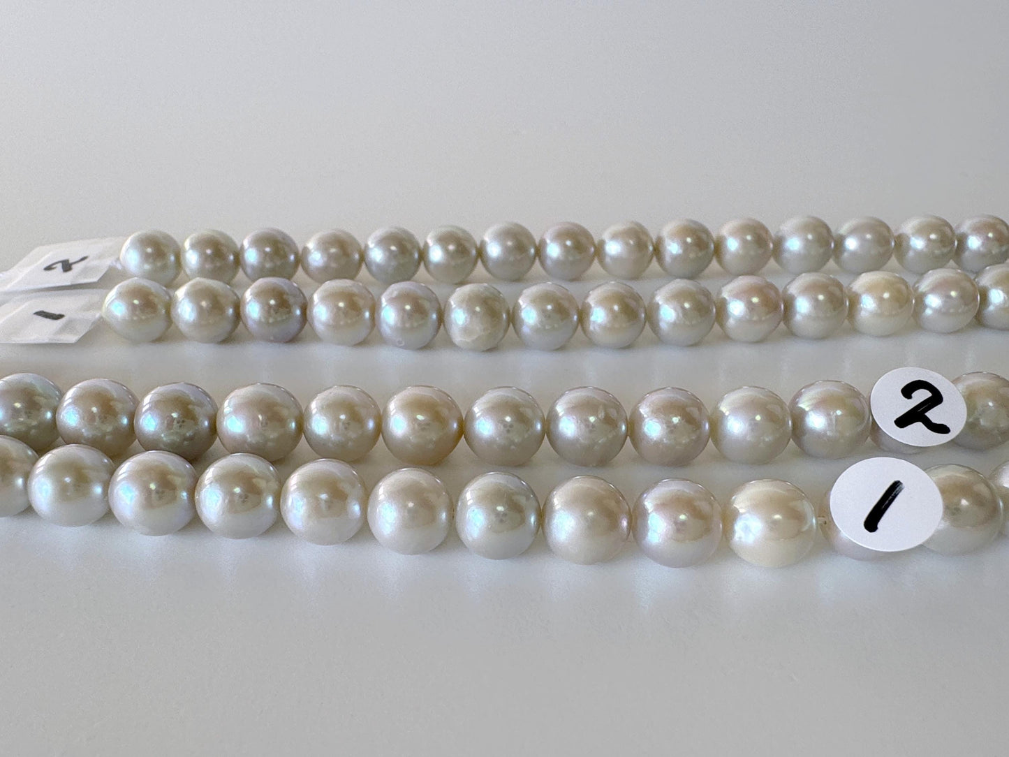 7-7.5mm Japanese Akoya Pearl Beads, Blue/Silver color pearl (Cobalt treated), Genuine Salt water Akoya Pearl, Full Strand, 40cm , 15.7"