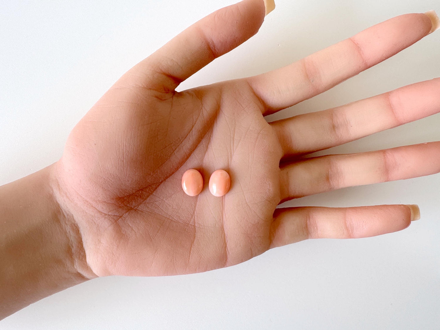 11x9mm Natural Deep Sea Coral Oval Cabochon, Natural Pink Color Coral, Price per Pair, For Jewelry Making, Natural Color, Genuine Coral