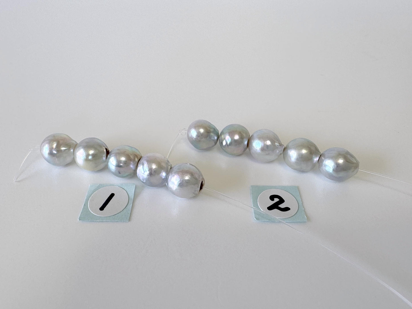 Japanese Natural blue/silver color Akoya Pearl Beads, 7-7.5mm, Mini Strand, Short Strand of 5 Pieces, Cultured in Sea Water