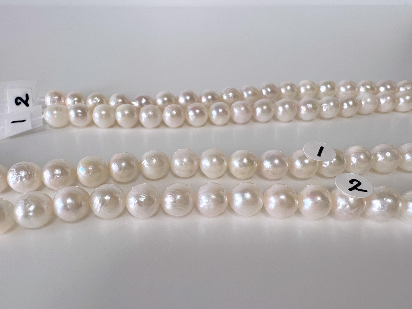 7.5-8mm Japanese White/Pink Akoya Pearl Beads, Genuine Akoya Pearl, Full Strand, 40cm , 15.7", Cultured Salt water pearl