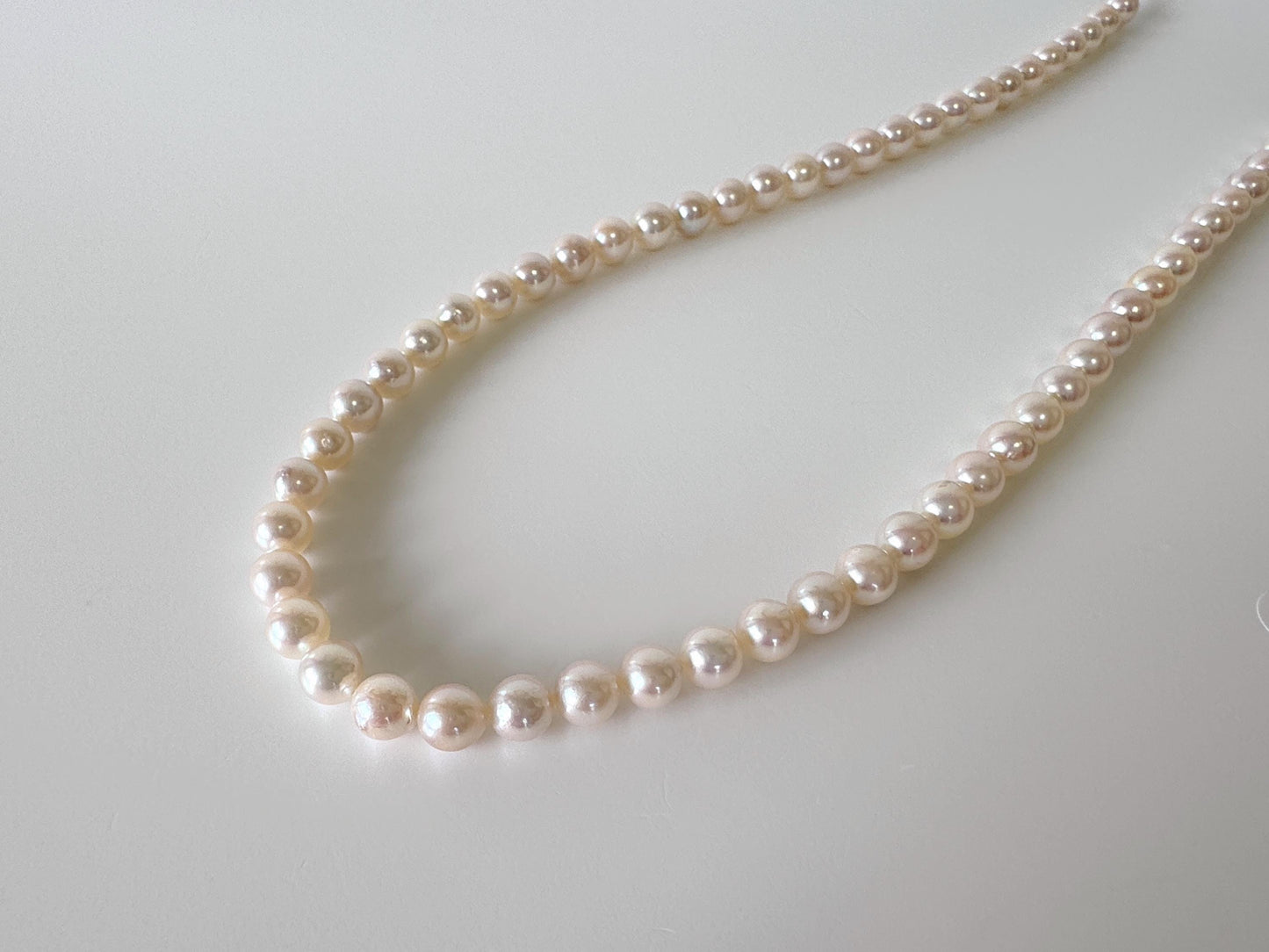 6.5-7mm Japanese White/Pink Akoya Pearl Beads, Genuine Akoya Pearl, Full Strand, 40cm , 15.7", Cultured Salt water pearl