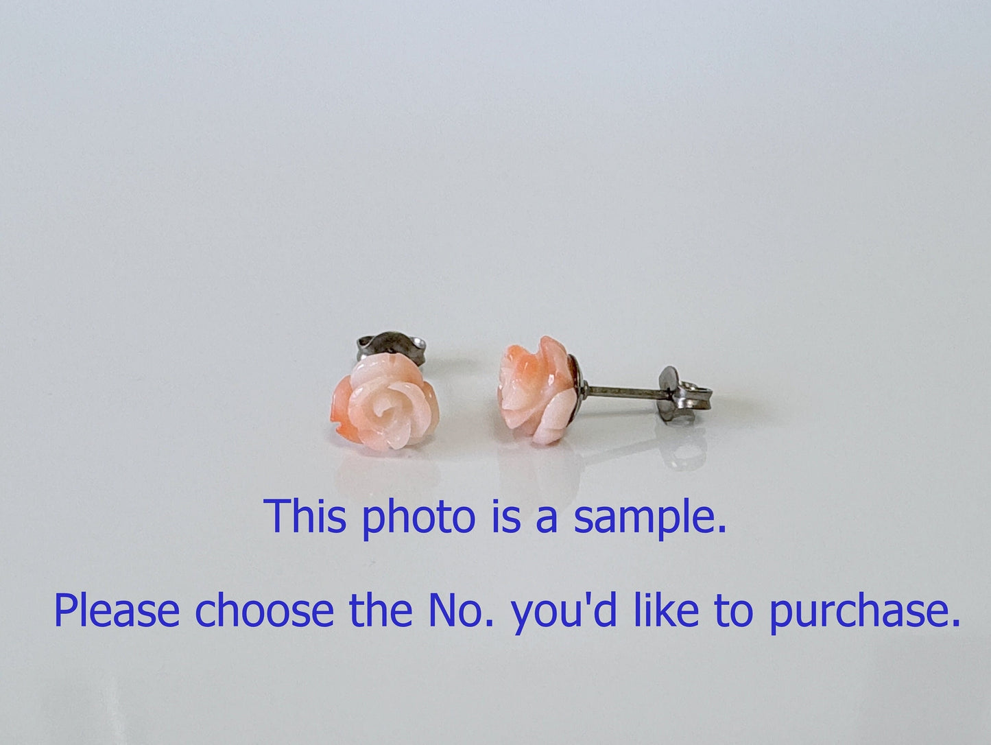 Natural Coral Rose Stud Earrings, Coral studs, Genuine Pink/White Color Coral, Titanium, Hand-Carved, Coral Accessory