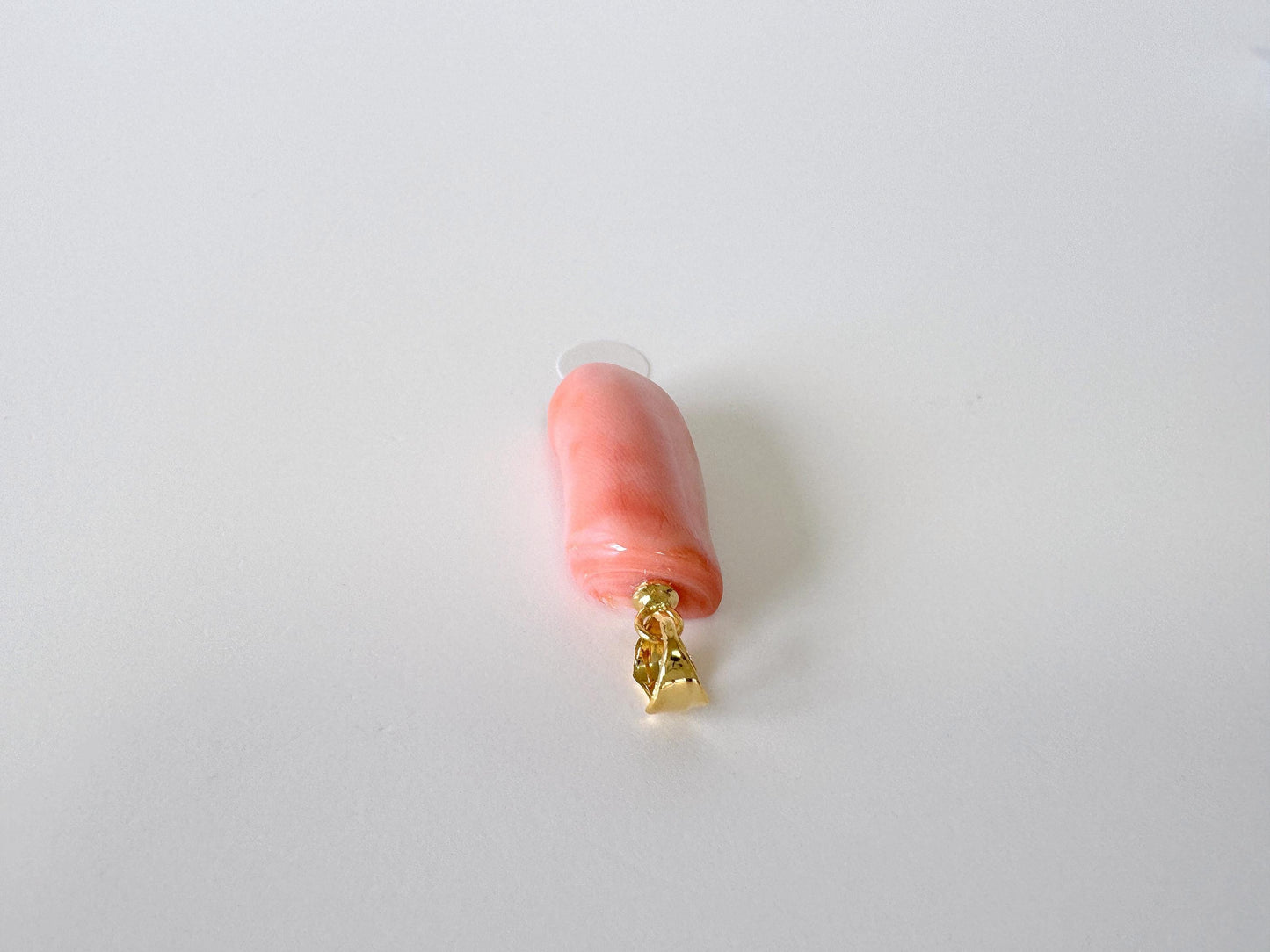 Natural Deep Sea Coral Unique Shaped Pendant, 21.8x10.5mm, Natural Pink/Orange color coral, Silver (Gold-Plated) bail