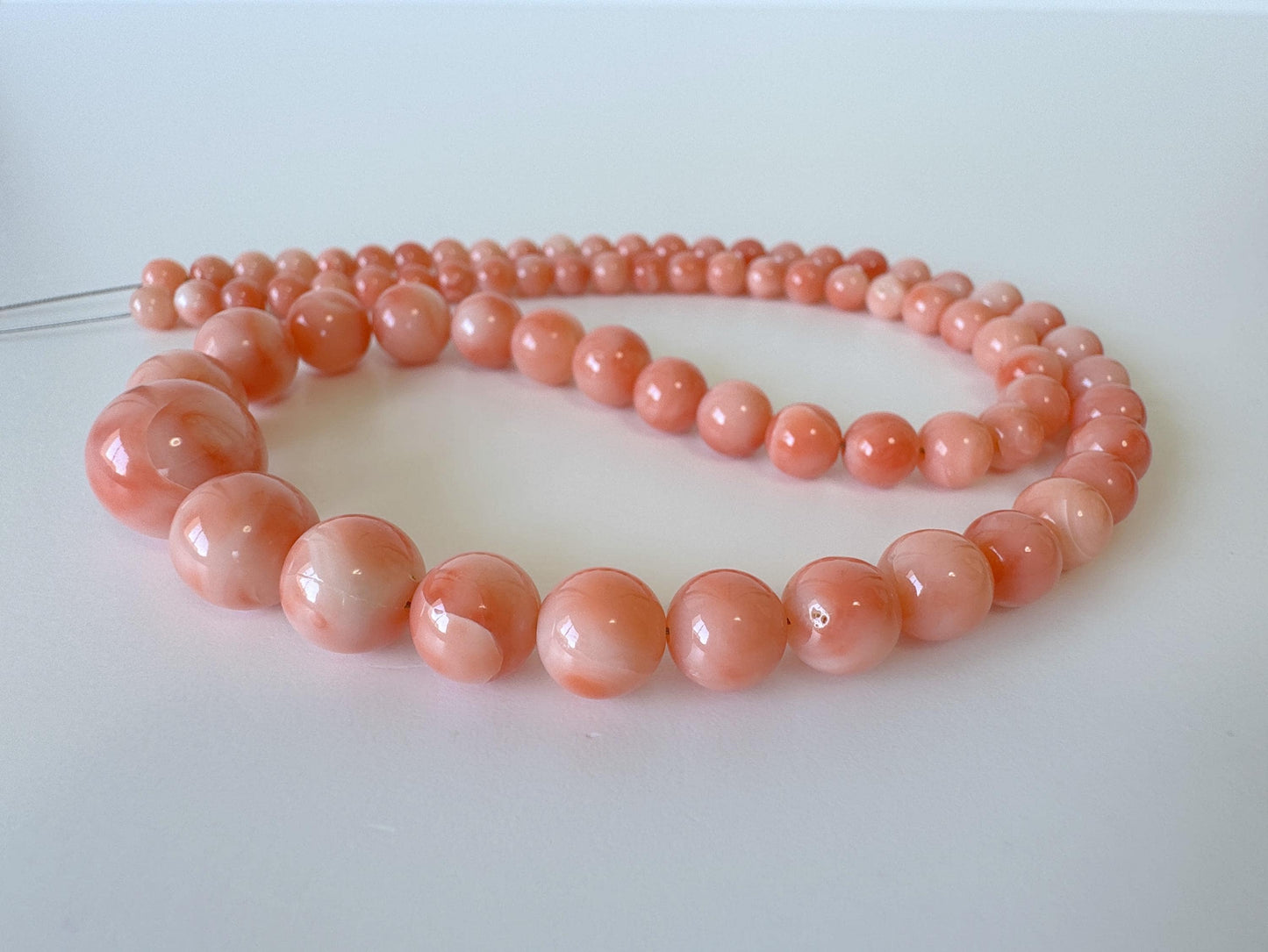 Natural Deep Sea Coral 4.5-11.4mm Round Beads Strand, Genuine Natural Pink / Orange Color, 41cm, 16in, For Jewelry Making