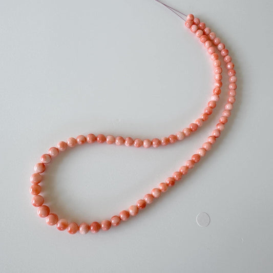 Natural Deep Sea Coral 5-6.6mm Round Beads Strand, Genuine Natural Pink / Orange Color, 42.5cm, 16.7in, For Jewelry Making