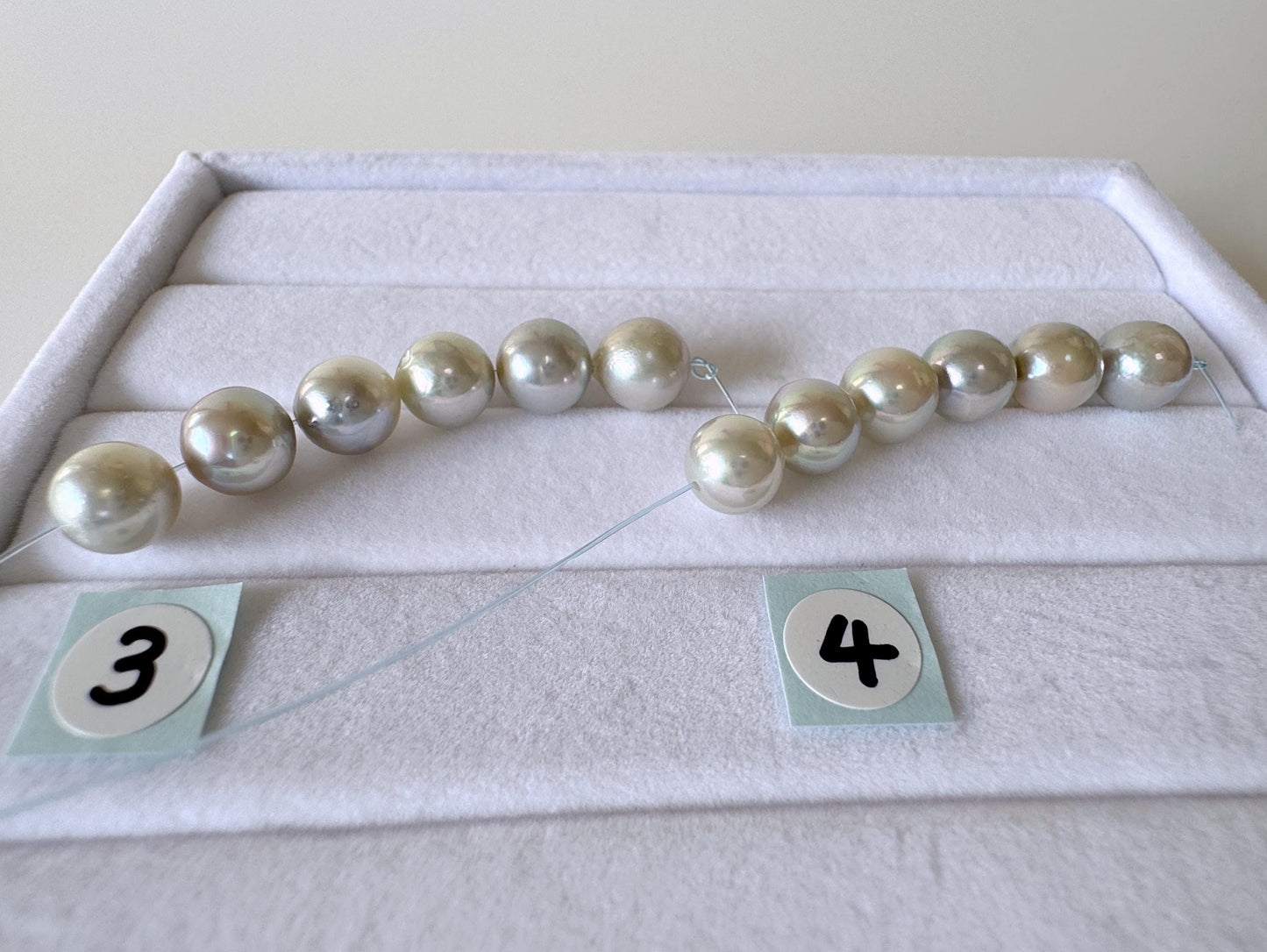 Japanese Blue/Silver color (cobalt treated) Akoya Pearl Beads, 6.5-7mm, Mini Strand, Short Strand of 6 Pieces, Cultured in Sea Water