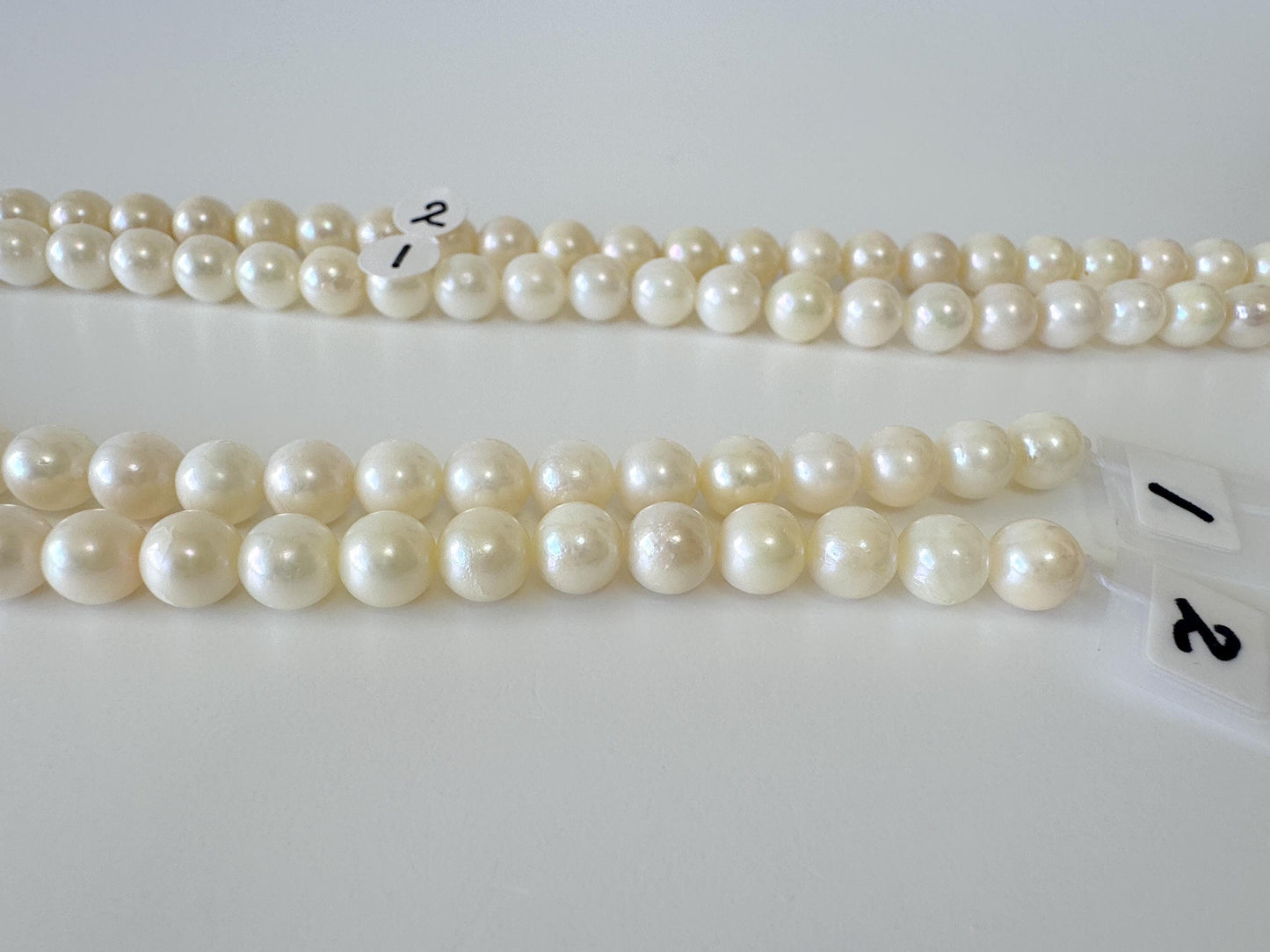 6.5-7mm Japanese White/Off-white Akoya Pearl Beads, Genuine Akoya Pearl, Full Strand, 40cm , 15.7", Cultured Salt water pearl