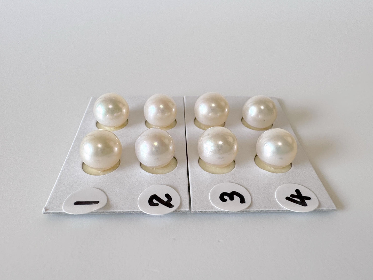 Japanese White Akoya Cultured Pearl 8.4-9mm, Genuine Akoya Pearl, Half-Drilled Round loose, Price per Pair, Salt water pearl