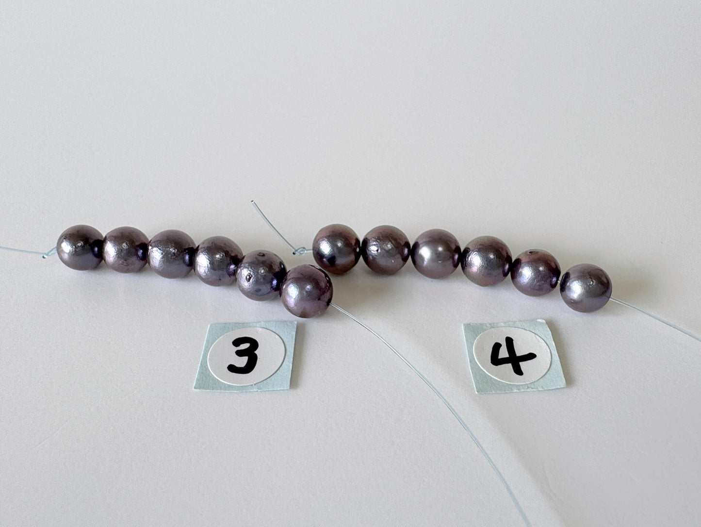 6 Pieces Short Strand of Japanese Peacock Black Akoya Pearl Beads, 5.7-5.9mm, Genuine Akoya Pearl, Cultured in Sea Water