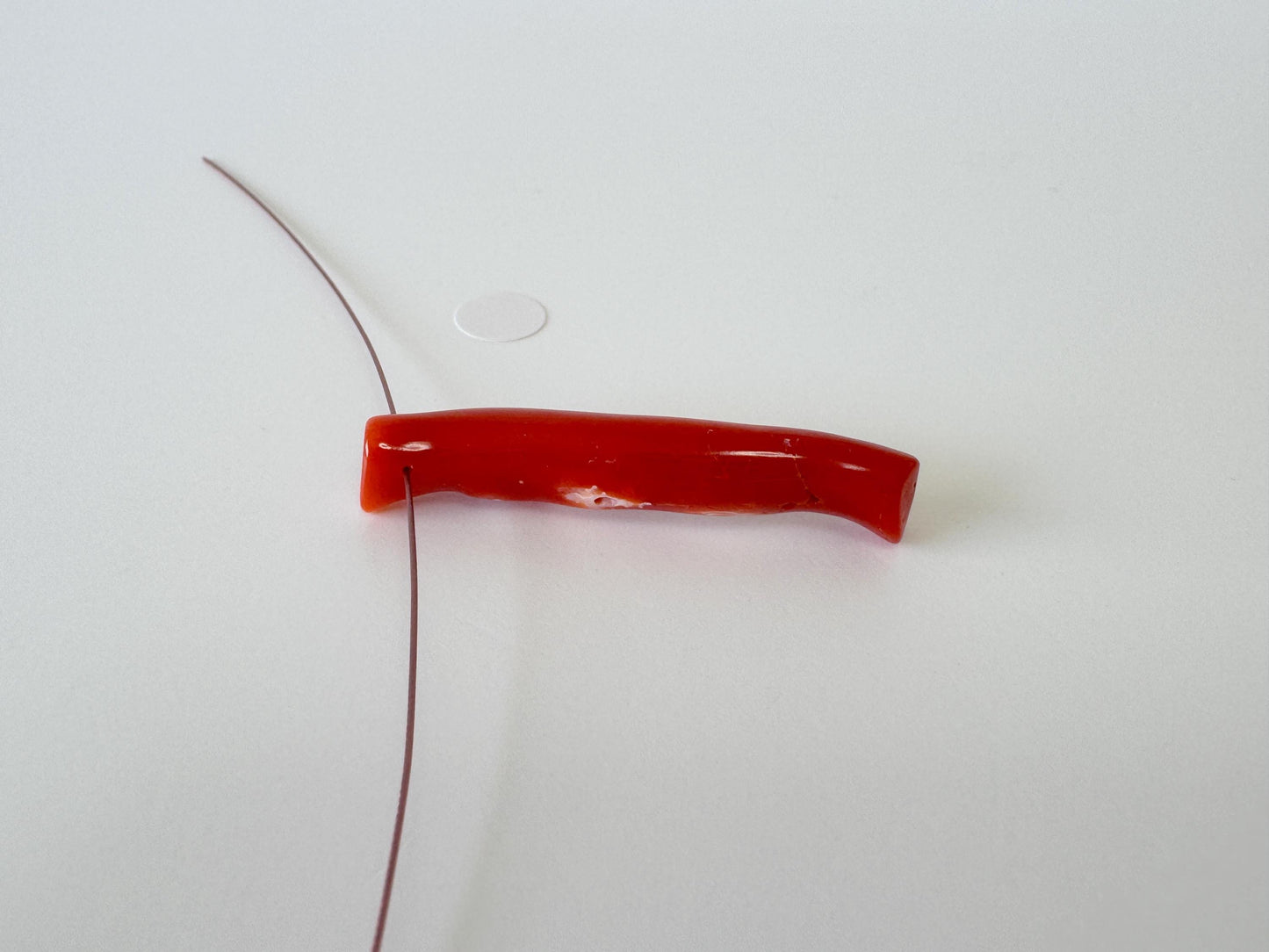 Japanese red(Aka) coral branch, 47mm, side full hole, natural red color coral for jewelry making