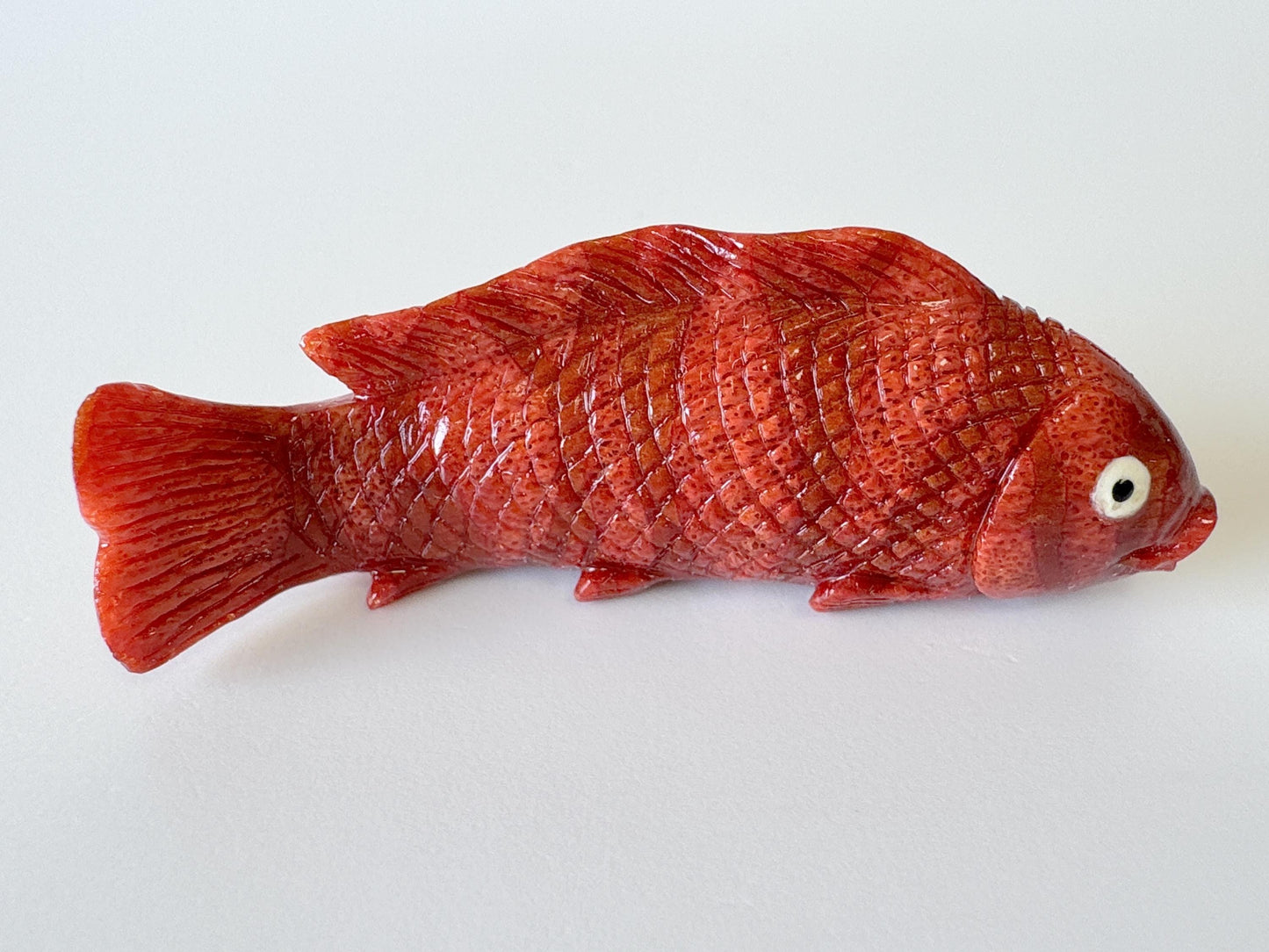 59mm Natural Sponge Coral Carp Carving Loose, Apple Coral Fish Carving, For Display, For Decoration, For Accessory Making