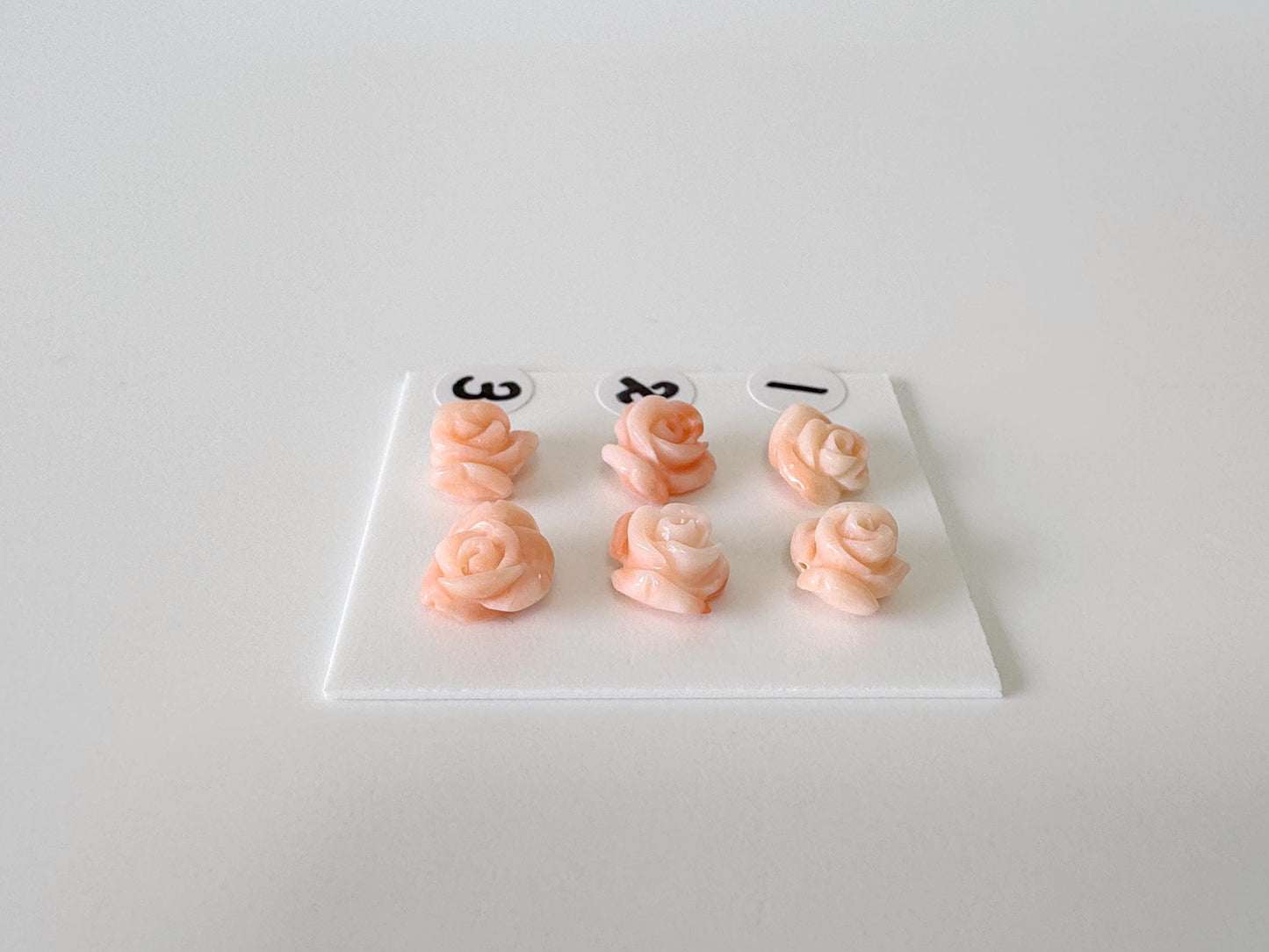 Natural Deep Sea Coral Rose Carvings 7-9mm, Pink/Orange Roses, Natural color, Price per Pair, For Studs and Earrings, For Jewelry Making