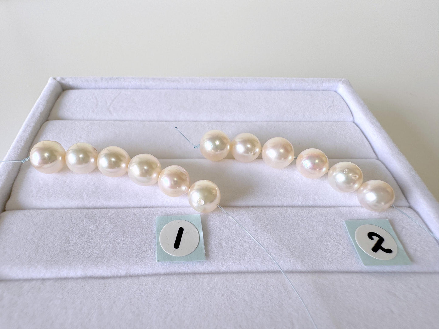 Japanese White/Pink Akoya Pearl Beads, 7-7.5mm, Mini Strand, Short Strand, 6 Pieces, Genuine Akoya Pearl, Cultured in Sea Water