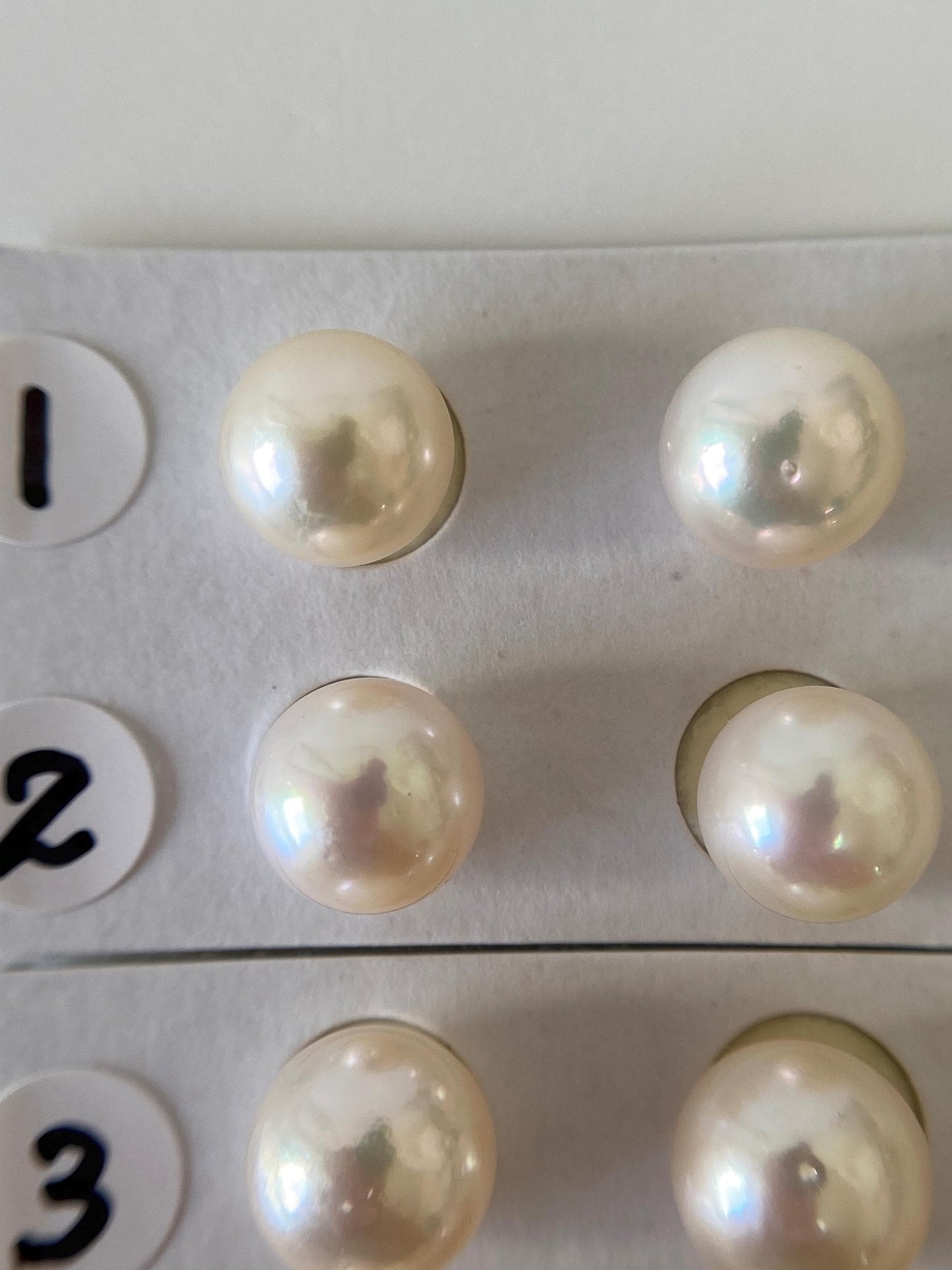 Japanese White Akoya Cultured Pearl 8.4-9mm, Genuine Akoya Pearl, Half-Drilled Round loose, Price per Pair, Salt water pearl