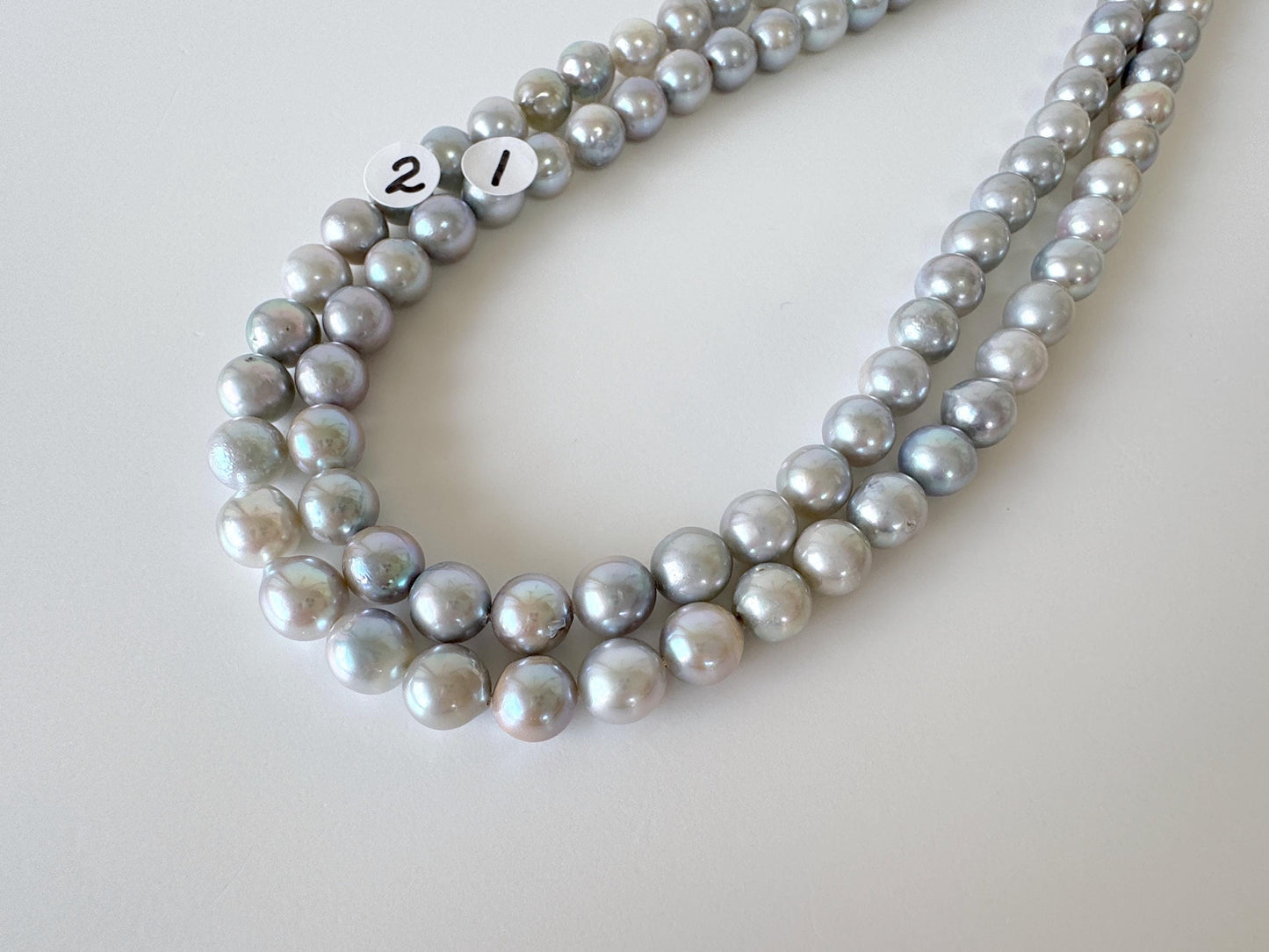6.5-7mm Japanese Akoya Pearl Beads, Blue/Silver color pearl (Cobalt treated), Genuine Salt water Akoya Pearl, Full Strand, 40cm , 15.7"