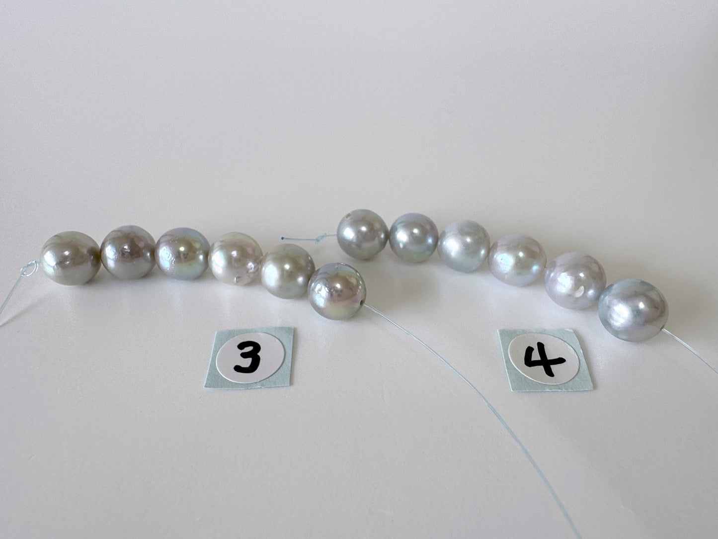 Japanese Blue/Silver color (cobalt treated) Akoya Pearl Beads, 7-7.5mm, Mini Strand, Short Strand of 6 Pieces, Cultured in Sea Water