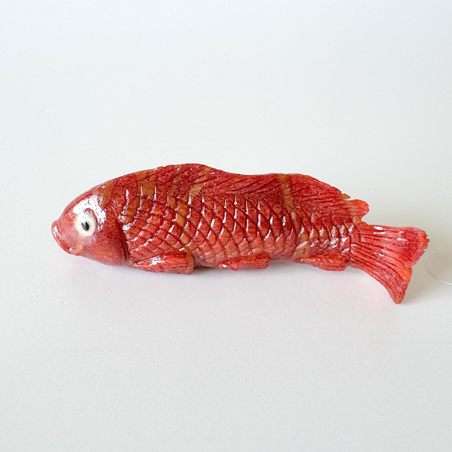 52mm Natural Sponge Coral Carp Carving Loose, Apple Coral Fish Carving, For Display, For Decoration, For Accessory Making