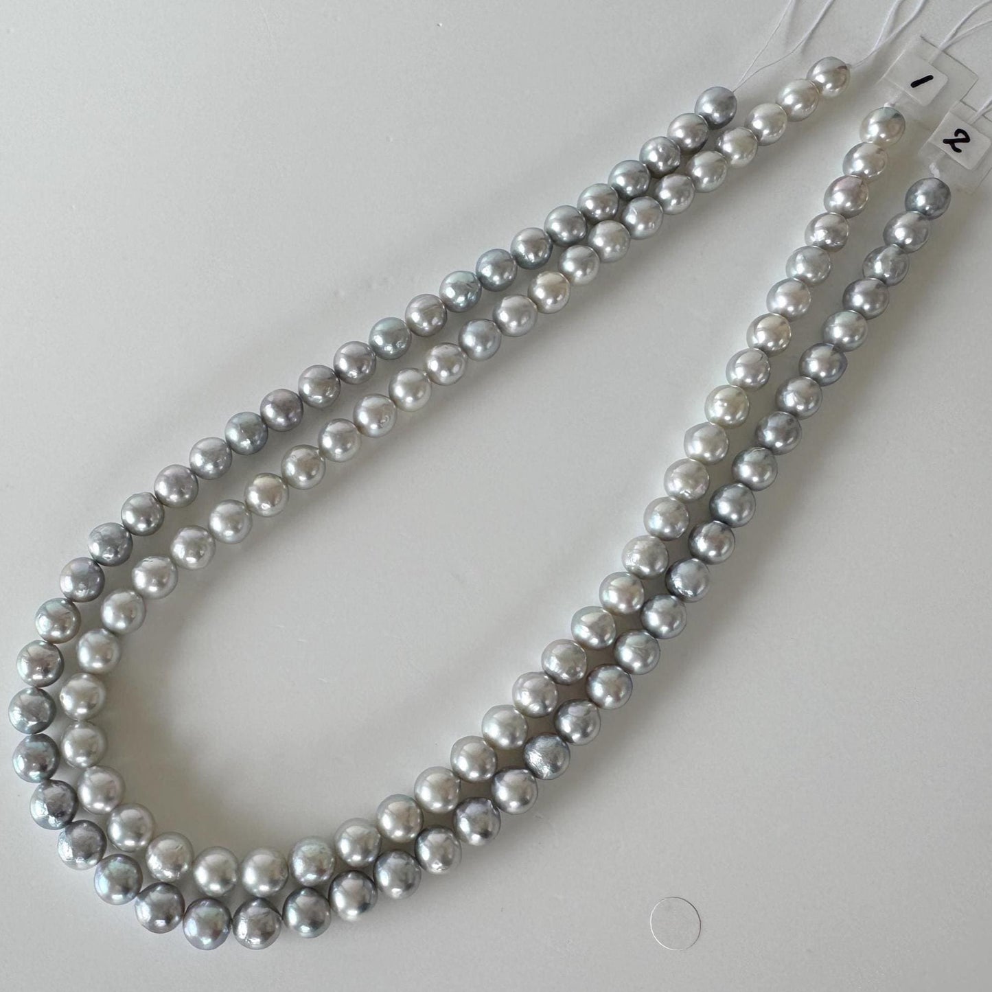 7.5-8mm Japanese Akoya Pearl Beads, Natural Blue/Silver color pearl, Genuine Akoya Pearl, Full Strand 40cm , 15.7", Salt water pearl