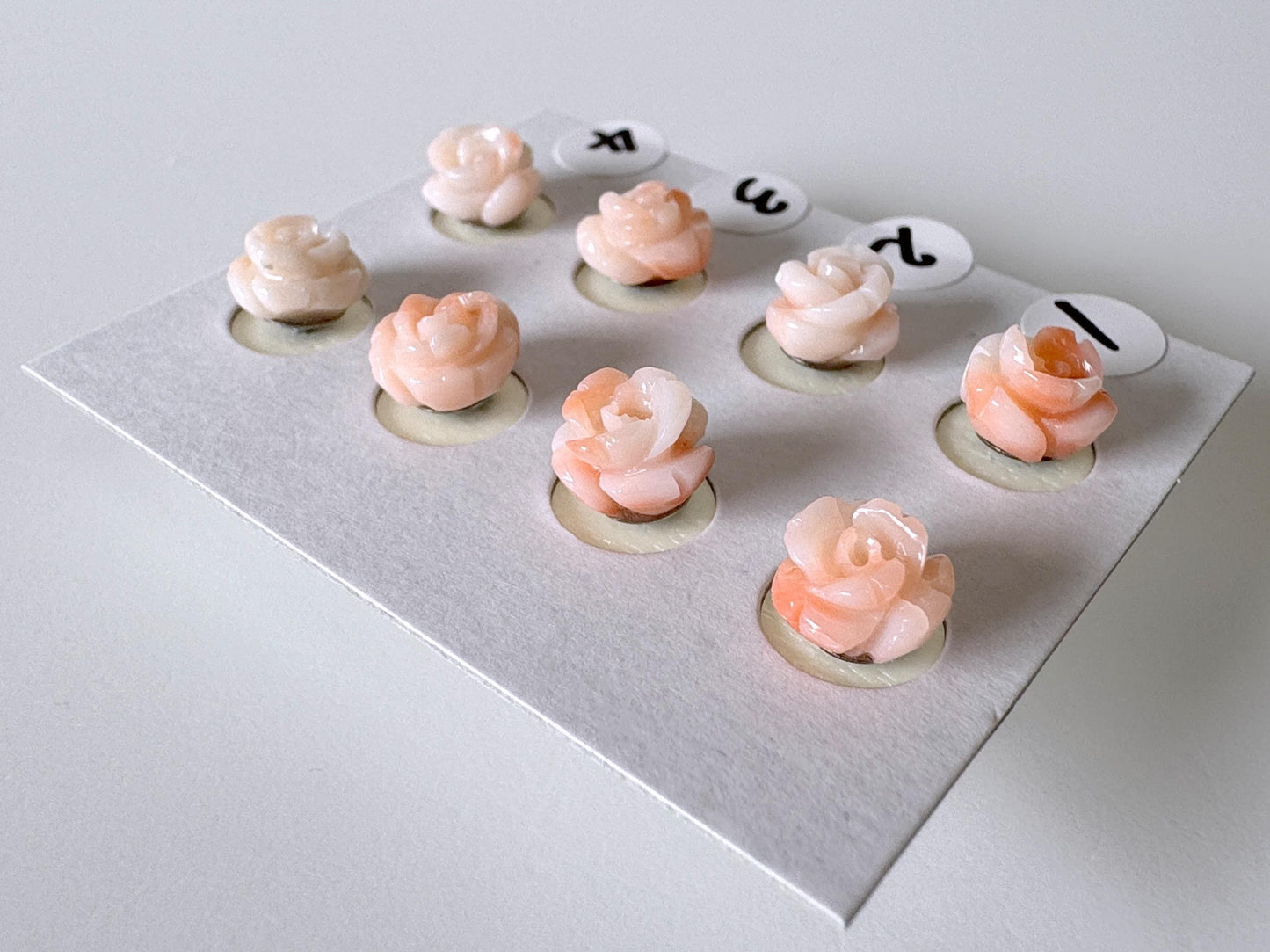 Natural Coral Rose Stud Earrings, Coral studs, Genuine Pink/White Color Coral, Titanium, Hand-Carved, Coral Accessory