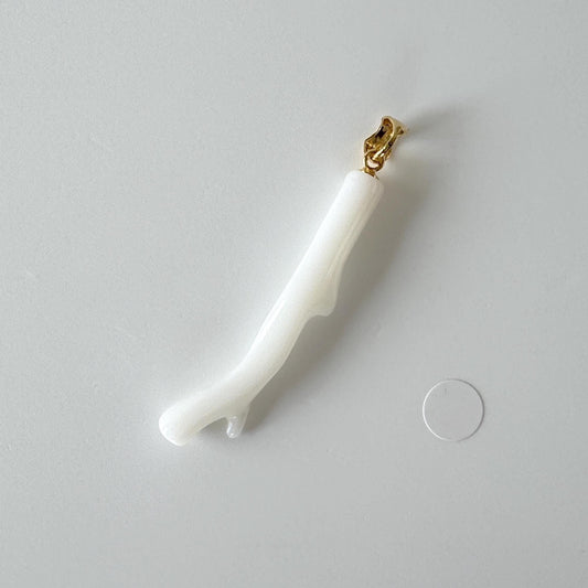 Natural Japanese White Coral Branch Pendant, 41mm, Natural White color genuine precious coral, Silver Bail (Gold-Plated)