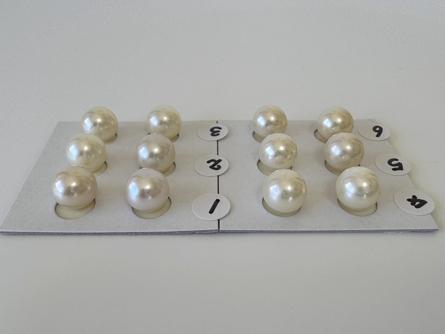Japanese Cultured Akoya pearl 8.5-9mm, Natural Cream Color, Half-Drilled Round loose, Price per pair, Salt water pearl