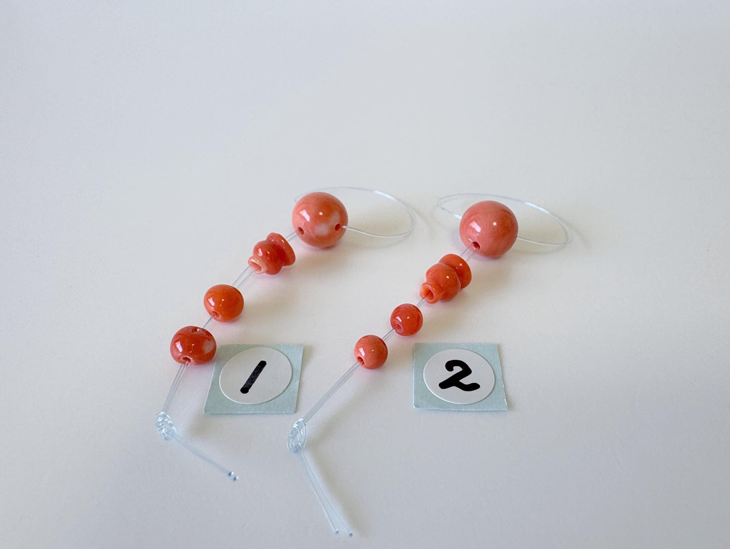 Natural Japanese Momo Coral Guru beads Three holes T beads & cone, Natural Orange color, Mala making beads, For jewelry making, Prayer beads