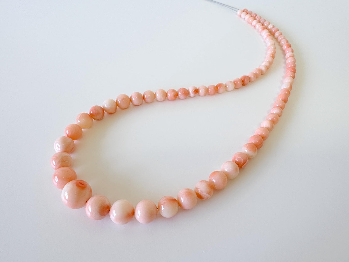 Natural Deep Sea Coral 4-10mm Round Beads Strand, Genuine Natural Pink / Orange Color, 41cm, 16in, For Jewelry Making