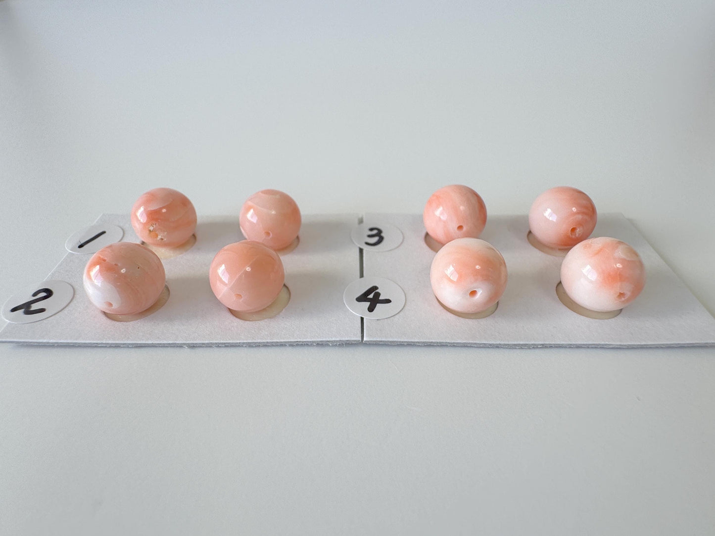 9-9.3mm Full Hole Natural deep sea coral round loose, Pink/Orange/White Coral, For earring sets or pendant, price per pair, Natural Color