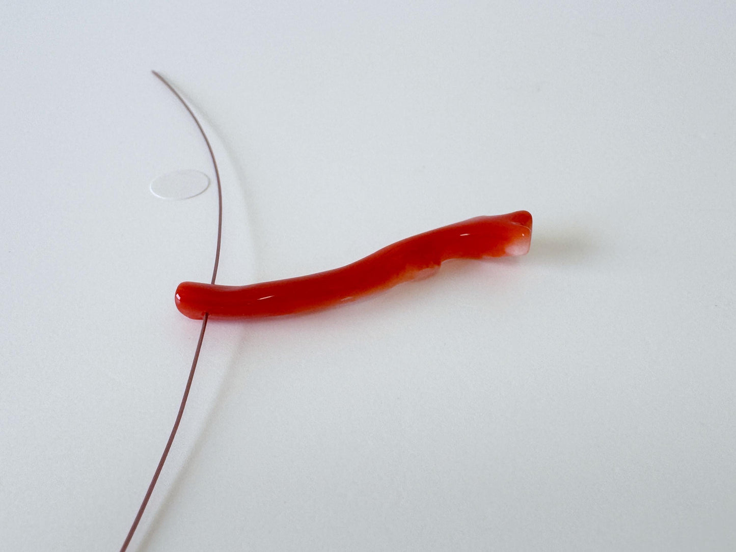 Japanese red(Aka) coral branch, 43mm, side full hole, natural red color coral for jewelry making