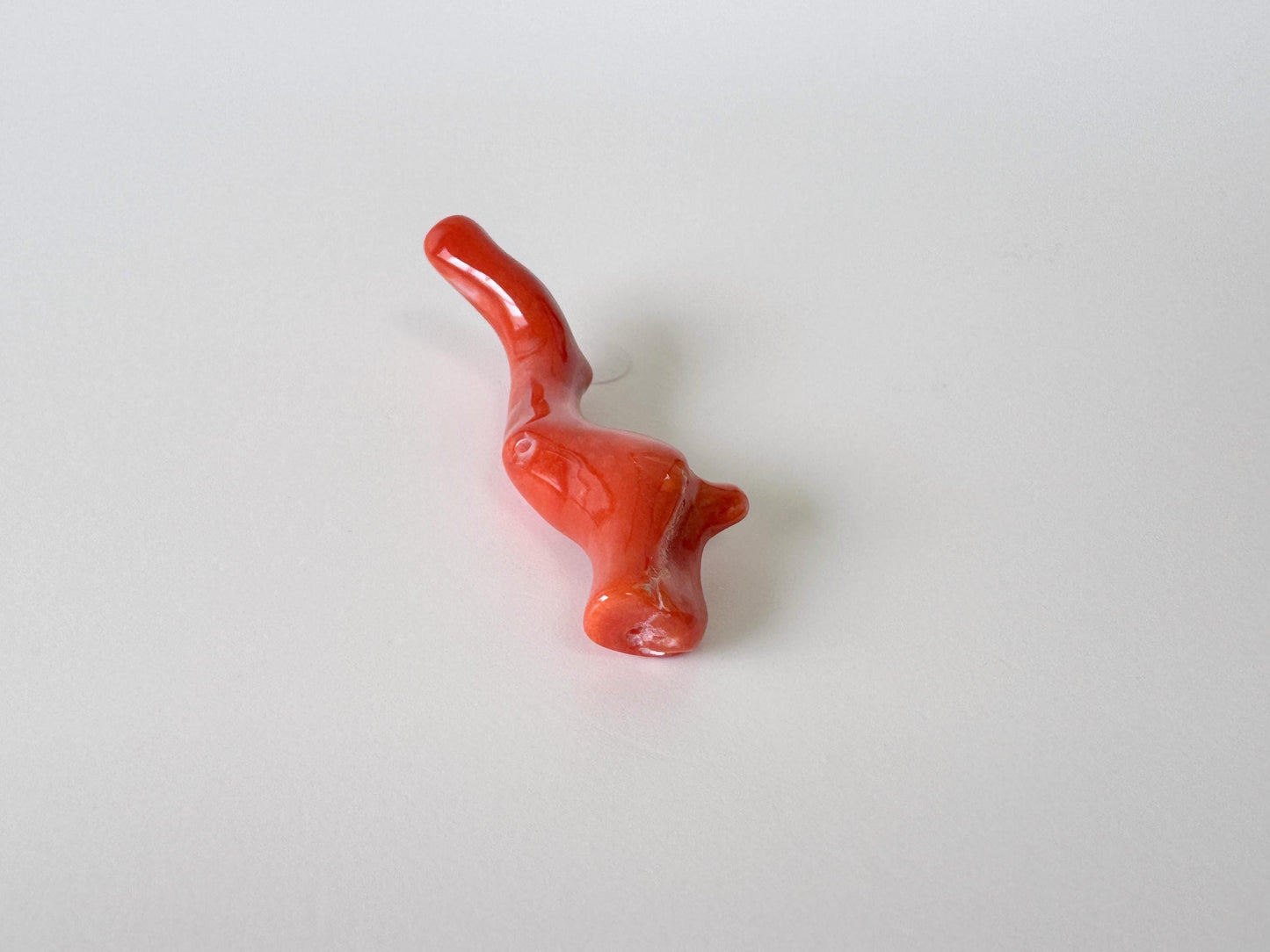 Japanese red(Aka) coral branch, 45mm, Hole on top, Natural red color coral for jewelry making