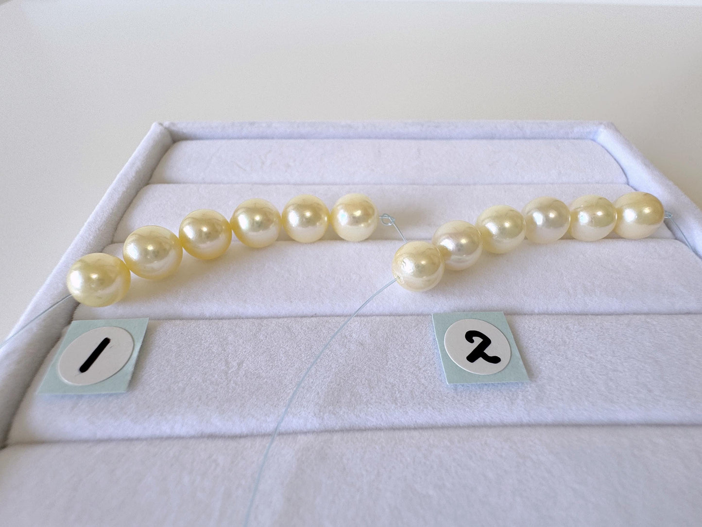 Japanese Cream/Yellow Akoya Pearl Beads, 7-7.5mm, Mini Strand, Short Strand, 6 Pieces, Genuine Akoya Pearl, Cultured in Sea Water